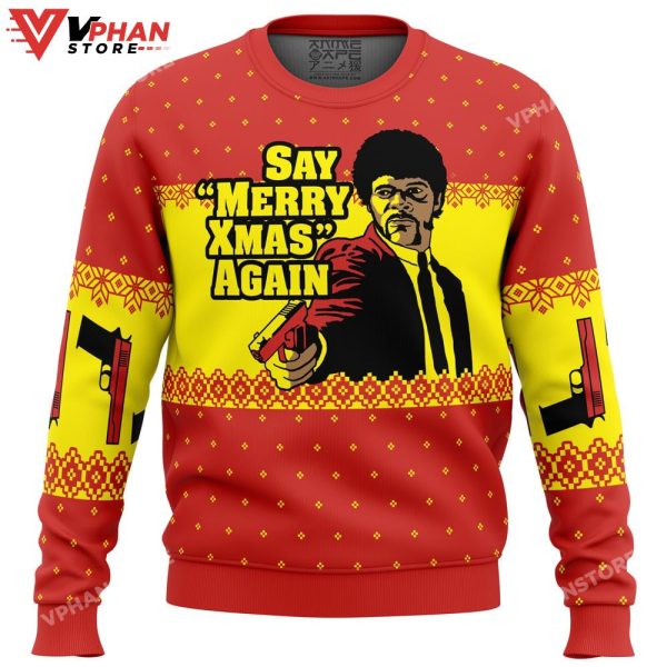 Merry Xmas Again Pulp Fiction Ugly Christmas Sweater