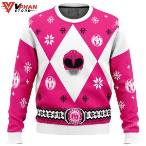 Mighty Morphin Power Rangers Pink Ugly Christmas Sweater 1