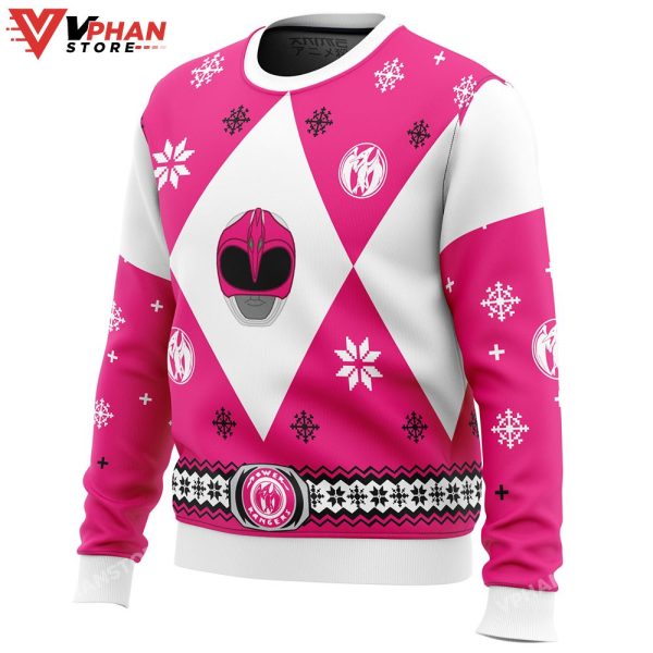 Mighty Morphin Power Rangers Pink Ugly Christmas Sweater