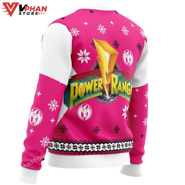 Mighty Morphin Power Rangers Pink Ugly Christmas Sweater