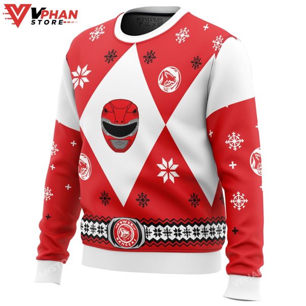 Mighty Morphin Power Rangers Red Ugly Christmas Sweater