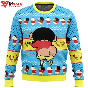 Naughty Shinnosuke Crayon Shin chan Ugly Christmas Sweater 1