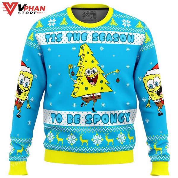 Nickelodeon Cartoons Tis The Season To Be Spongy Ugly Christmas Sweater