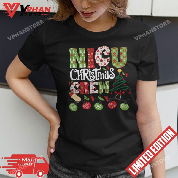 Nicu Christmas Crew Nurse Funny Neonatal Medical Pajama Xmas T-Shirt