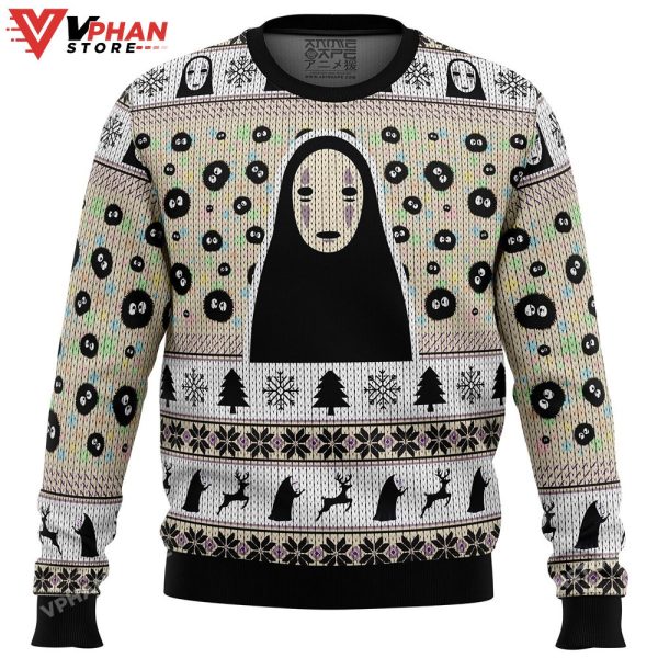 No Face And Soot Sprites Spirited Away Studio Ghibli Ugly Christmas Sweater