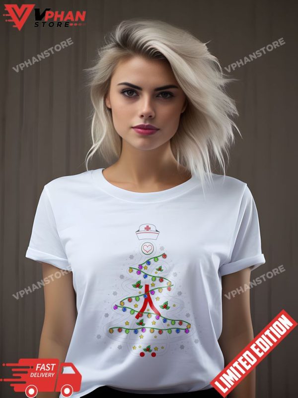 Nurse Christmas Tree Shirt Stethoscope Nursing NICU RN LPN T-Shirt