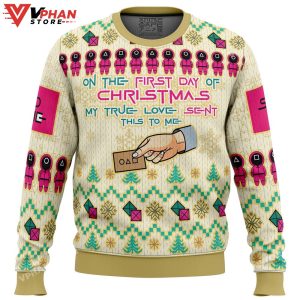 On the First Day of Christmas Squid Game Christmas Sweater 1