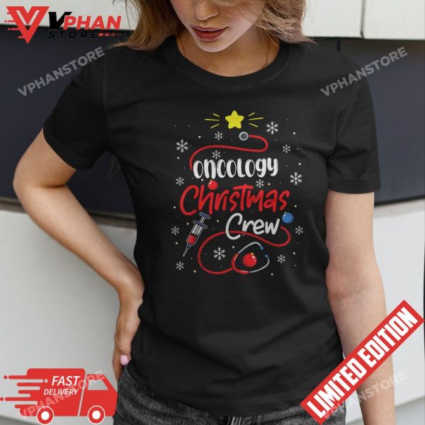 Oncology Christmas Crew Oncology Nurse Oncologist Secretary T-Shirt