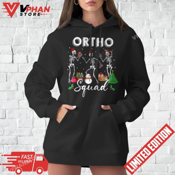 Ortho Squad Christmas Skeletons Orthopedics Nurse Rn Crew T-Shirt