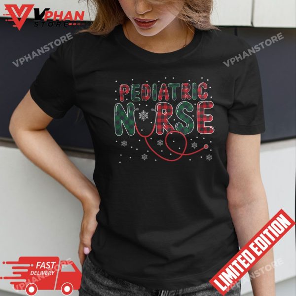 Pediatric Nurse Tshirts Christmas Scrubs Tops For Women Men Long Sleeve T-Shirt