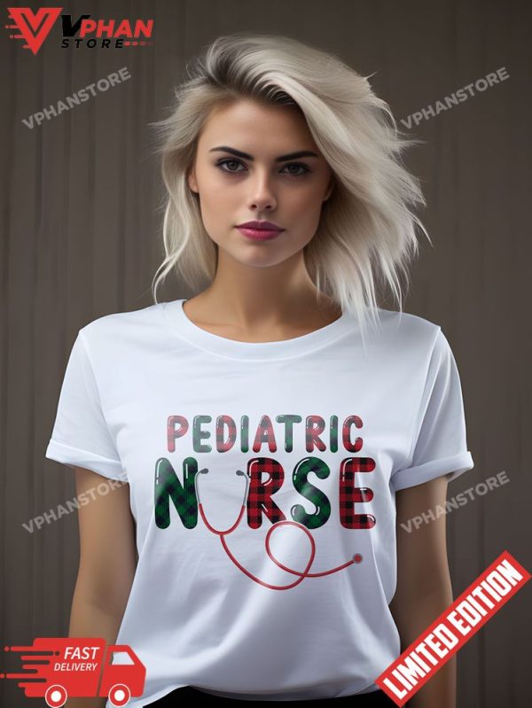 Pediatric Nurse Tshirts Christmas Scrubs Tops For Women Men Long Sleeve T-Shirt