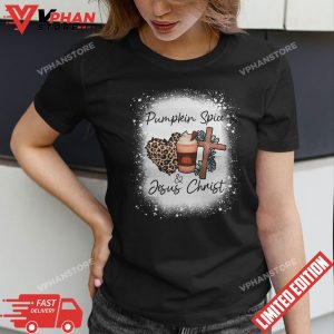 Pumpkin Spice And Jesus Christ Shirt Leopard Heart Coffee T Shirt 1