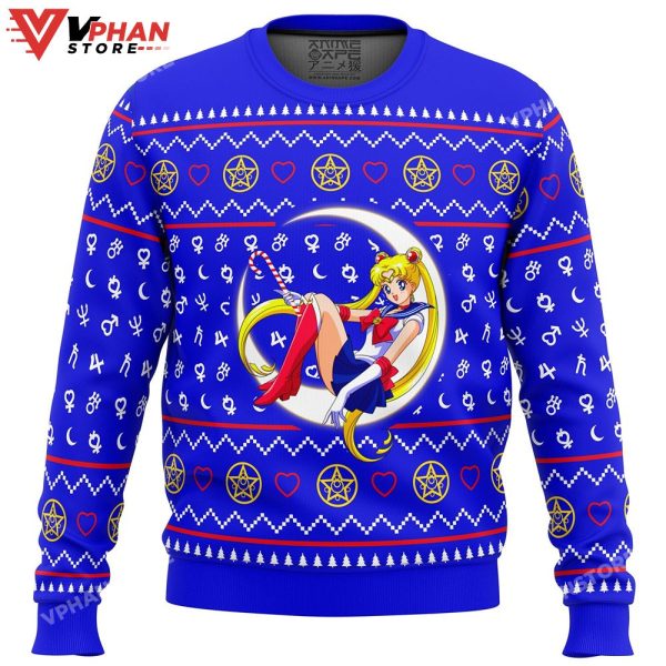 Sailor Moon Sitting On Moon Ugly Christmas Sweater