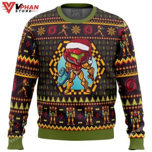 Santa Samus Aran Metroid Ugly Christmas Sweater 1