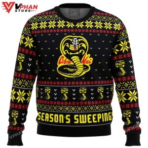 Season's Sweepings Cobra Kai Karate Kid Ugly Christmas Sweater