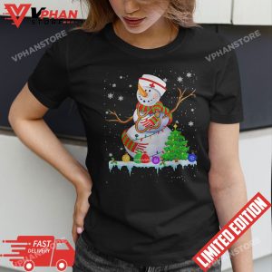 Snowman Nurse Christmas Lights Xmas Tree Snowman Nurse T Shirt 1