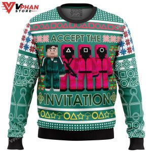 Squid Game Invitation Ugly Christmas Sweater 1