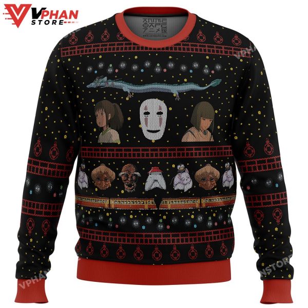 Studio Ghibli No Face Spirited Away Ugly Christmas Sweater