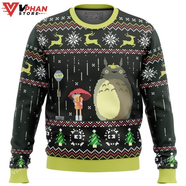 Studio Ghibli Totoro Rain Ugly Christmas Sweater