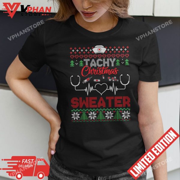 Tachy Christmas Sweater Funny Medical Cardiac Icu RN Nurse Sweatshirt