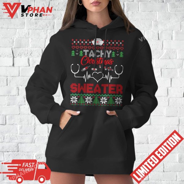 Tachy Christmas Sweater Funny Medical Cardiac Icu RN Nurse Sweatshirt