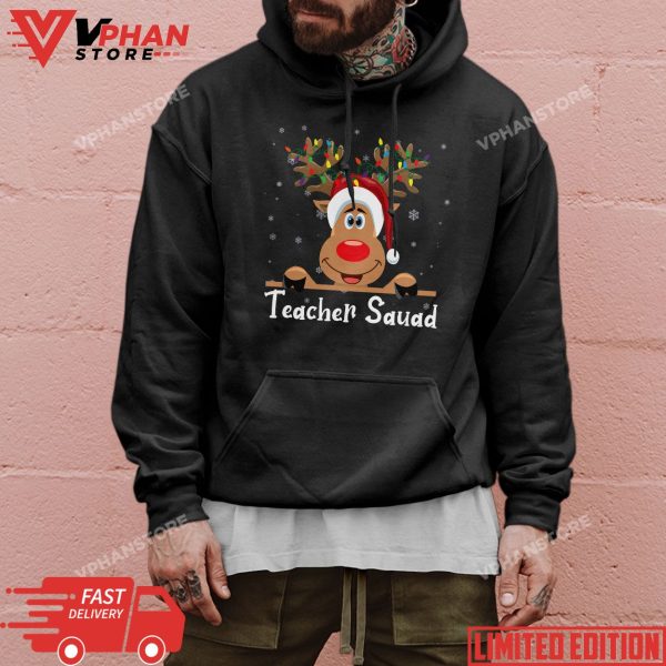 Teacher Squad Reindeer Funny Teacher Christmas Xmas T-Shirt