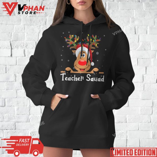 Teacher Squad Reindeer Funny Teacher Christmas Xmas T-Shirt