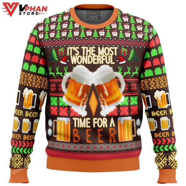 Time For A Beer Ugly Christmas Sweater