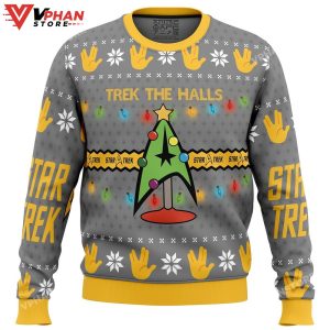 Trek The Halls Star Trek Ugly Christmas Sweater 1