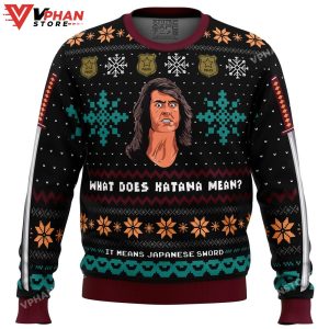 What does Katana mean Samurai Cop Ugly Christmas Sweater 1