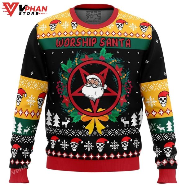 Worship Santa Ugly Christmas Sweater