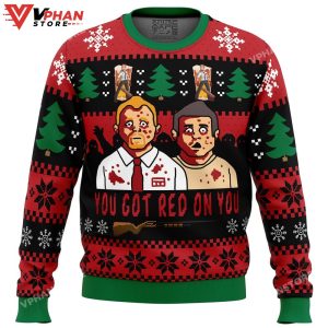 You've Got Red On You Shaun of the Dead Ugly Christmas Sweater 1