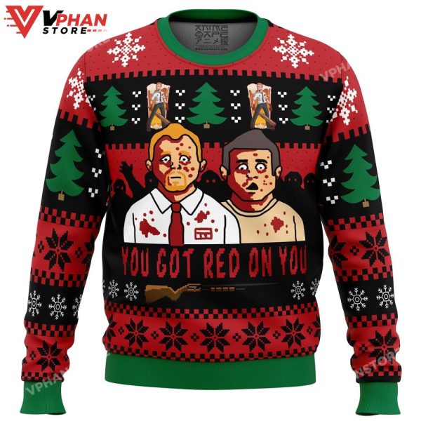 You’ve Got Red On You Shaun Of The Dead Ugly Christmas Sweater