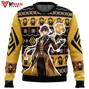 Zhongli Genshin Impact Ugly Christmas Sweater 1