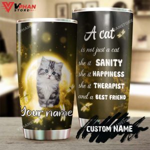 A Cat A Therapist A Best Friend Personalized Tumbler 1