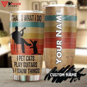 A Man With Guitar And His Cat Personalized Tumbler 1