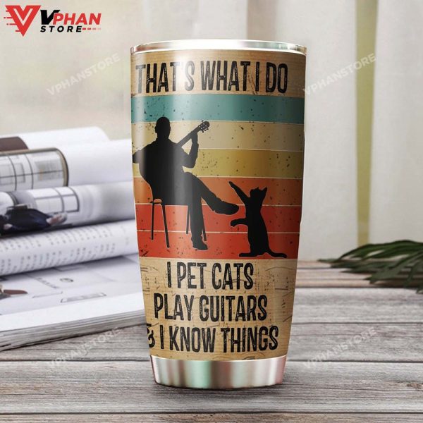 A Man With Guitar And His Cat Personalized Tumbler