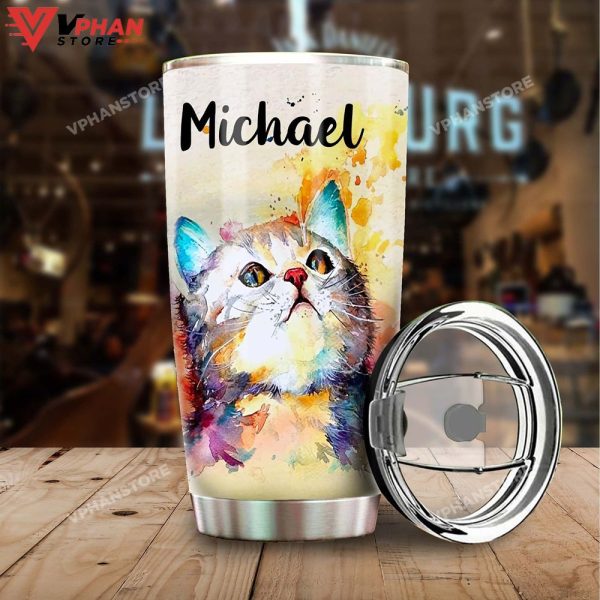 Advice From A Cat Watercolor Cat Personalized Tumbler