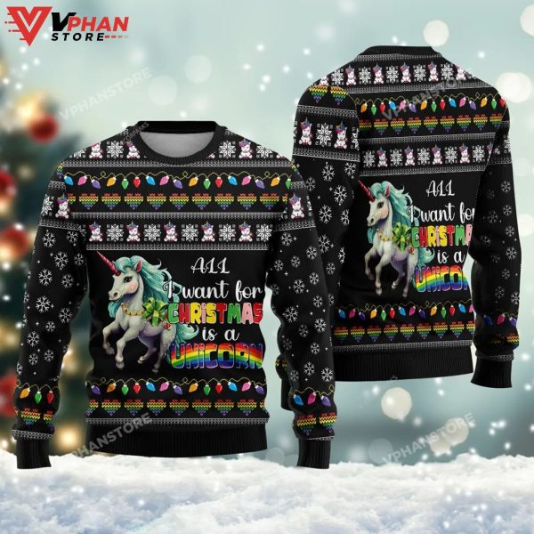 All I Want For Christmas Is A Unicorn Ugly Sweater