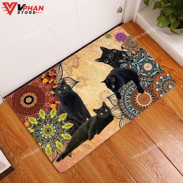 Amazing Black Cat Welcome DoorMat