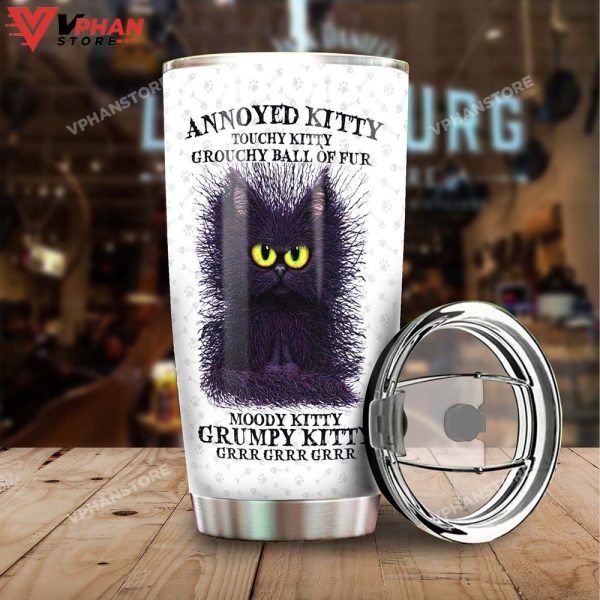 Annoyed Kitty Black Cat Grumpy Kitty Personalized Tumbler