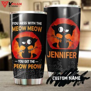 Assassin Funny Cat Mess The Meow Get The Peow Personalized Tumbler 1