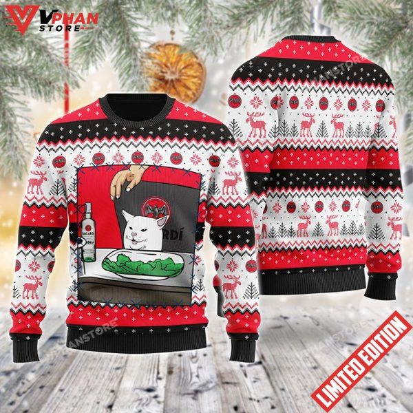 Bacardi Rum Cat Meme Christmas Ugly Sweater