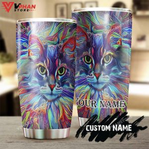 Beautiful Cat Art Painting Personalized Tumbler 1