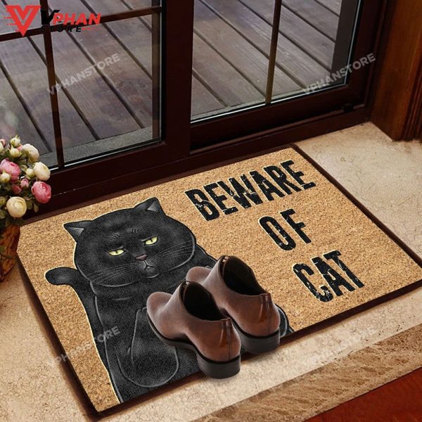 Beware Of Cat All Over Printing Doormat