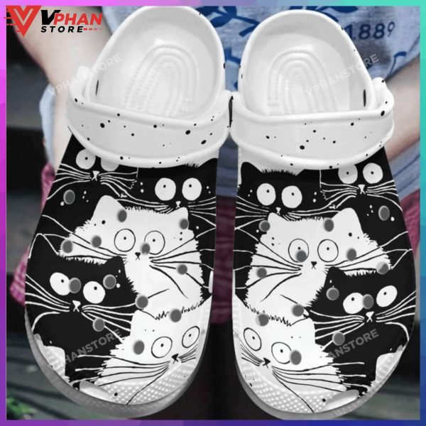 Black And White Cat Classic Clogs Shoes