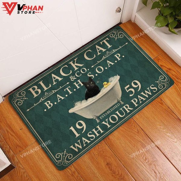 Black Cat All Over Printing Doormat