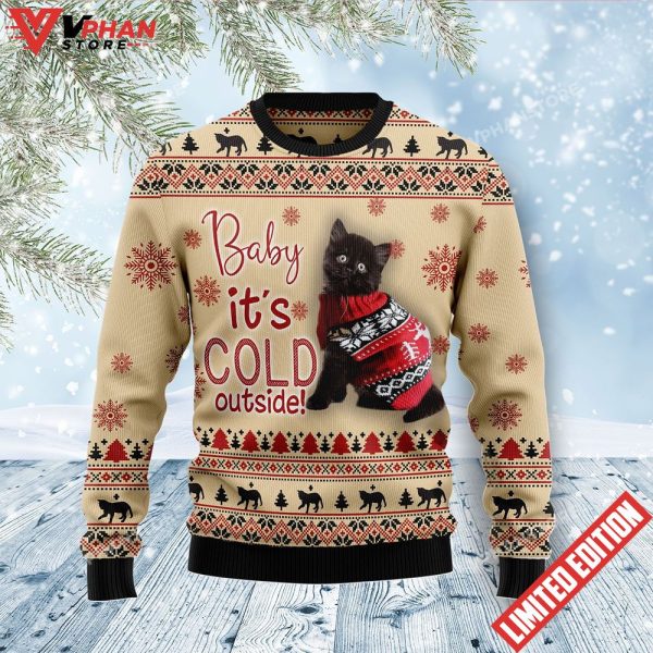 Black Cat Baby Ugly Christmas Sweater