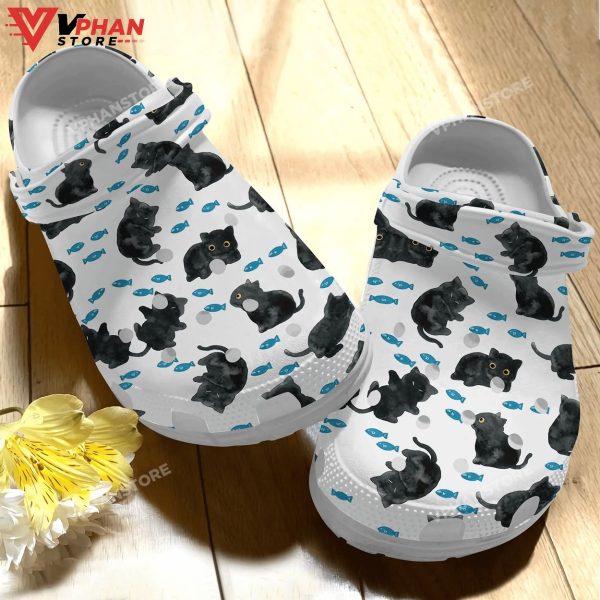 Black Cat Cute Black Cats Water Color Classic Clogs Shoes