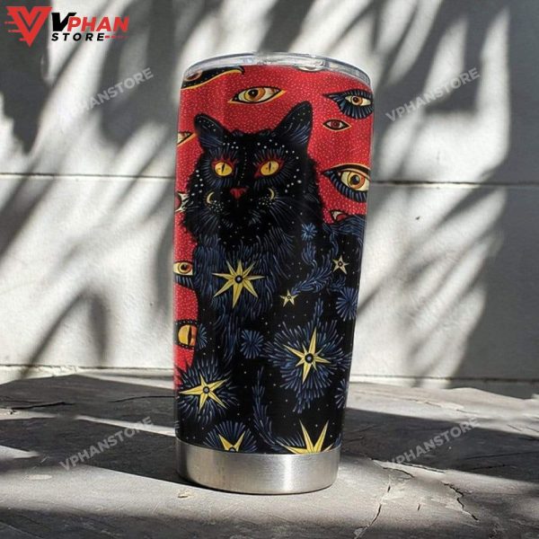 Black Cat Design Stainless Steel Tumbler